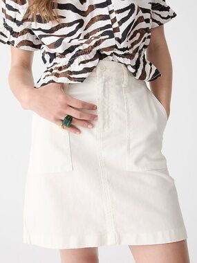 J Crew Garment-dyed Utility Mini Skirt in Natural